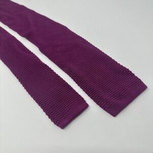 Vintage Kenneth Gordon Silk Knit Plum Purple Tie‎ With Square End